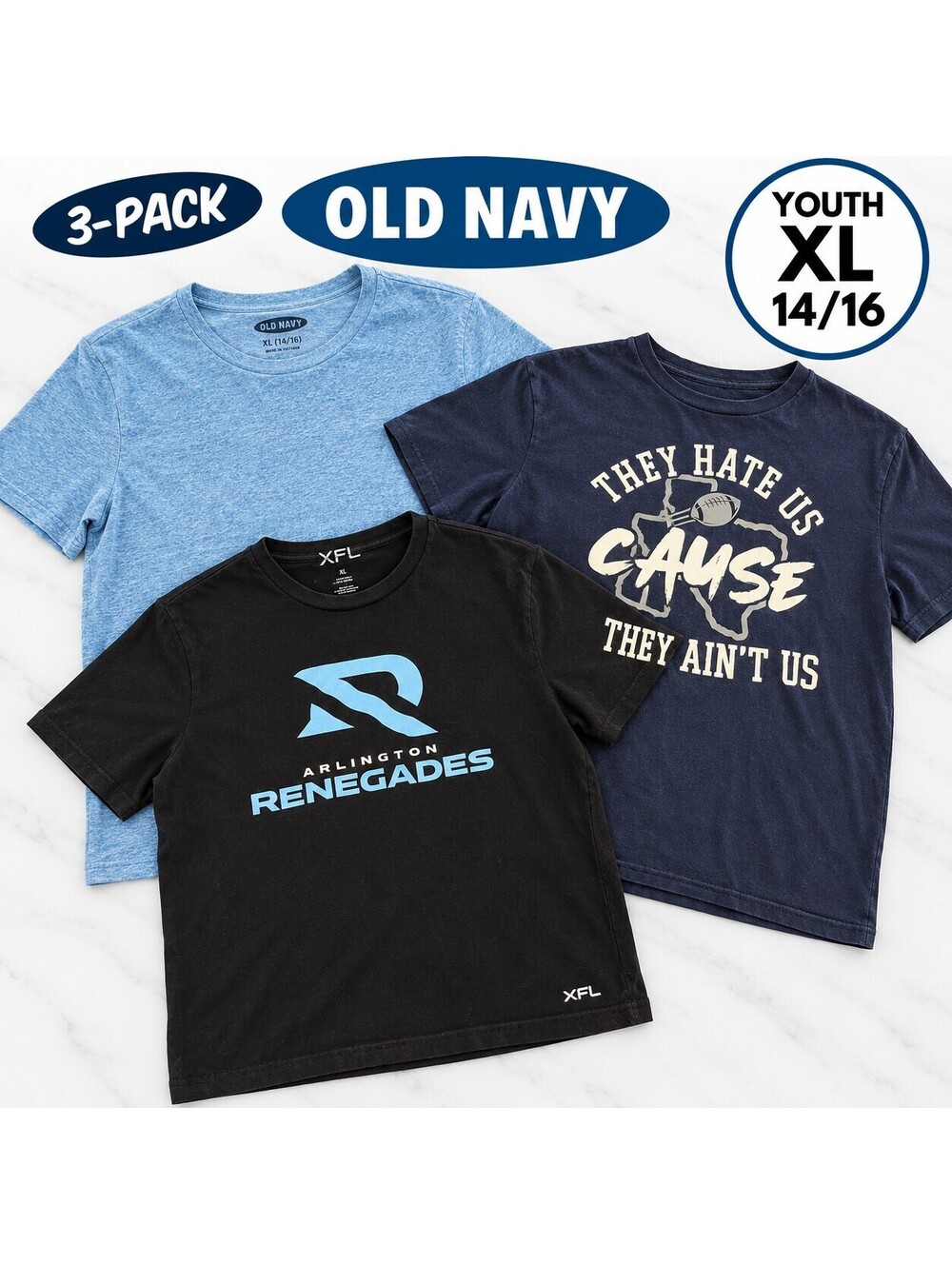 Lot of 3 Boys Graphic Tees | XFL/Old Navy | Youth XL